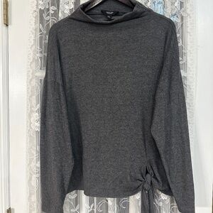 Simply Vera Vera Wang Women Gray Long Sleeve Tie Front Size XXL